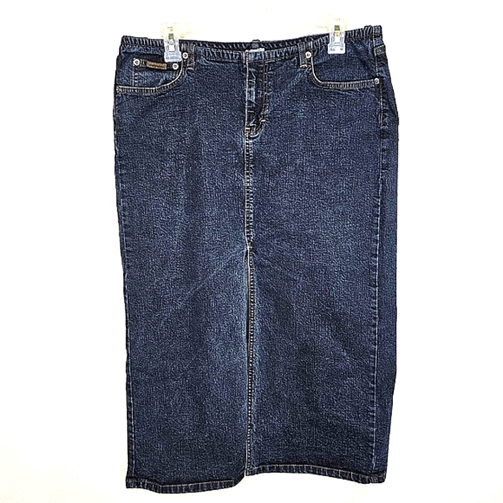 Calvin Klein Denim Skirt Open Front Midi Vintage 90's